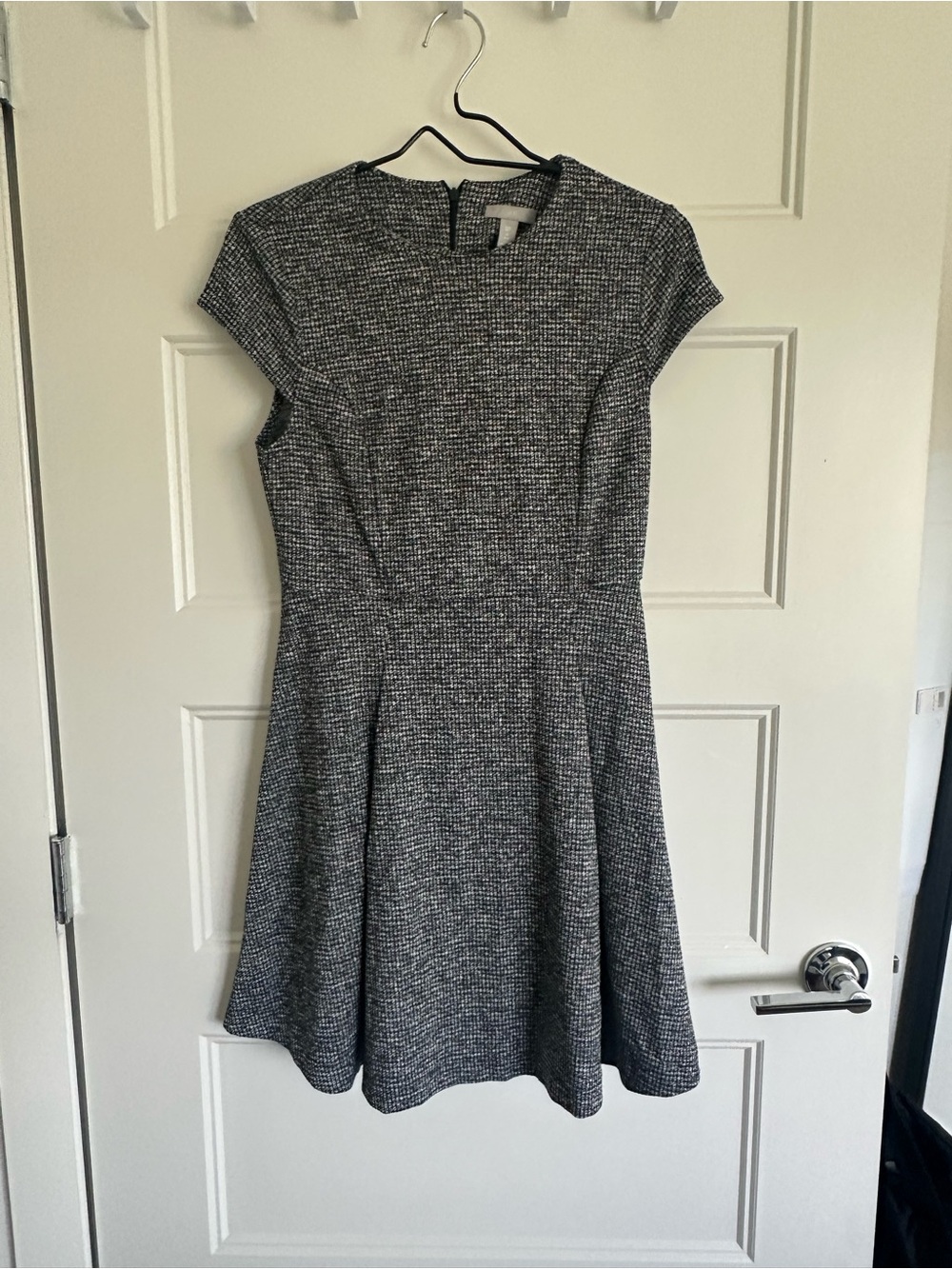 H&M Gray Textured Fit-and-Flare Mini Dress